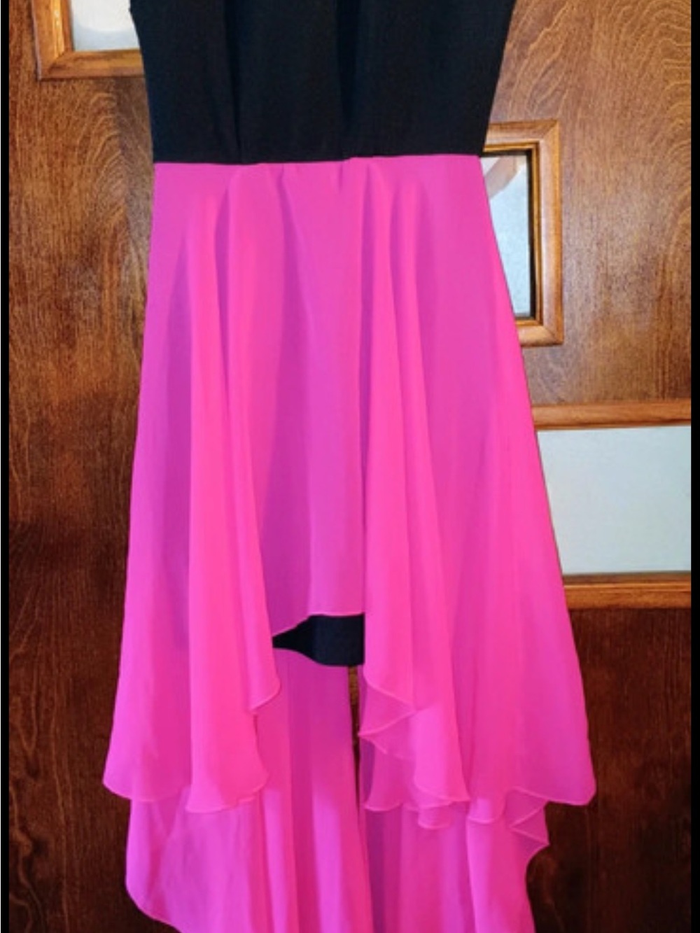 Material Girl Black and Hot Pink High-Low Dress
